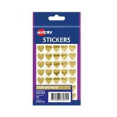 Avery Stickers Heart 15mm Gold 70 Pack