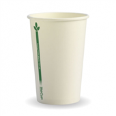 BioPak Wall Cup Single 10oz White with Green 50 Carton