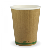 BioPak Wall Cup Double 8oz Kraft with Green 1000 Carton