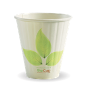 BioPak Wall Cup Double Leaf Design 8oz 90mm Pk50 Sold as Each 20 in a Carton