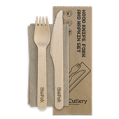 16cm Knife Fork And Napkin Set 100 Pack  Wood