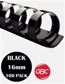 GBC Plastic 21 Loop 16Mm Black 100 Pack