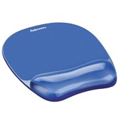 Fellowes 91141 Crystal Gel Mouse Pad Wrist Rest Blue