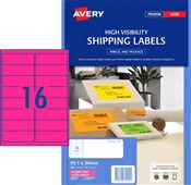 Avery Shipping Label High Visibility Fluoro Pink 25 Pack