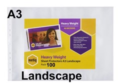 Marbig Sheet Protectors Landscape A3 Clear 100 Box