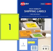 Avery L7167FY Shipping Labels 1UP Fluoro Yellow 25 Pack