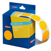 Avery Dispenser Dot Stickers 24mm Fluro Orange 350 Pack Sold as Each 5 in a Box