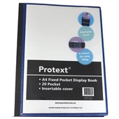 Protext Display Book 20 Pockets A4 Black Sold as Each 12 in a Carton