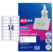 Avery L756325 Laser Labels 14UP Clear 25 Pack