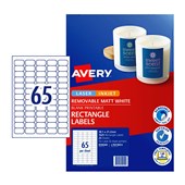 Avery L7651REV Laser Labels Removable Mini White 381 x 212mm 65sht