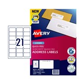 Avery Laser Label QP L7160 21Up Pack 100
