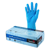 Bastion Nitrile Long Cuff Medium Powder Free Micro Textured Pk100