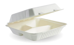 BioPak 3 Compartment Clamshell  23X23X8Cm 100 Pack White