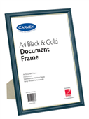 Carven Document Frame A4 Black Gold Trim