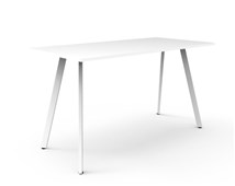 Eternity High Bar Table  1500mm W x 750mm D x 1050mm H Natural White Top  White Satin Base