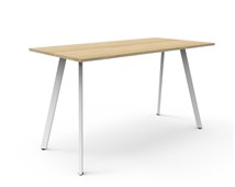 Eternity High Bar Table  1800mm W x 900mm D x 1050mm H Natural Oak Top  White Satin Base