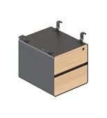 Deluxe Infinity 2 Drawer Hanging Pedestal  Natural Oak Drawer Fronts  Black PC