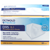 Detmold D95 P2 Face Mask Large Fit White Elastic Ear Loop Box 25
