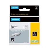 Dymo Rhino Industrial Heat Shrink Tube Black on White 6mm Each