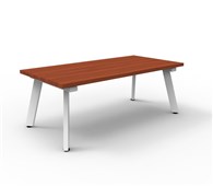 Eternity Rectangular Coffee Table  1200mm W x 600mm D x 450mm H Cherry Top  White Satin Base