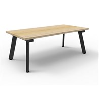 Eternity Rectangular Coffee Table  1200mm W x 600mm D x 450mm H Natural Oak Top  Black Satin Base