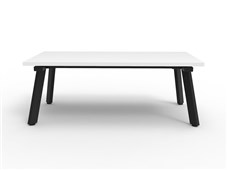 Eternity Rectangular Coffee Table  1200mm W x 600mm D x 450mm H Natural White Top  Black Satin Base