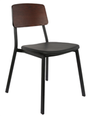 Durafurn Denver Chair  Black Vinyl Seat  Dark Natural Ply Backrest
