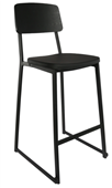 Durafurn Denver Barstool  Black Vinyl Seat  Black Ply Backrest