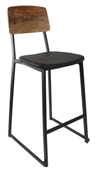 Durafurn Denver Barstool  Black Vinyl Seat  Rustic Wood Ply Backrest