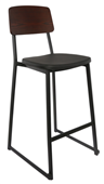 Durafurn Denver Barstool  Black Vinyl Seat  Dark Natural Ply Backrest