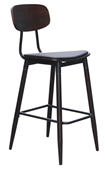 Durafurn AustinBarstool  Black PU Vinyl Seat  Wenge Backrest