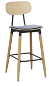 Durafurn Austin Barstool  Black PU Vinyl Seat  Natural Backrest