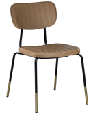 Durafurn Tiramisu Chair  Black Frame with Brass Tip  Taupe Vinyl