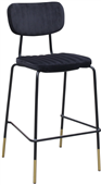 Durafurn Tiramisu Barstool  Black Frame with Brass Tip  Black Velvet