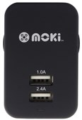 Moki Dual USB Wall Charger Black
