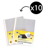 Marbig Kwik Zip Refill Pockets A4 Black 10 Pack