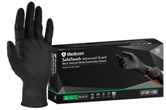 Medicom Nitrile Black Gloves Large Powder Free Pack 100