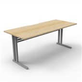 Rapid Span CLeg Desk  1500mm W x 750mm D Natural Oak Top  Precious Silver Base