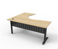 Deluxe Rapid Span Corner Workstation  1800mm W x 1500mm W x 750mm D Natural Oak Top  Black Satin Base
