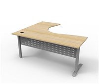 Deluxe Rapid Span Corner Workstation  1800mm W x 1500mm W x 750mm D Natural Oak Top  Precious Silver Base