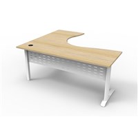 Deluxe Rapid Span Corner Workstation  1800mm W x 1500mm W x 750mm D Natural Oak Top  White Satin Base