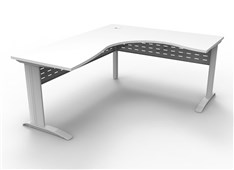 Deluxe Rapid Span Corner Workstation  1800mm W x 1500mm W x 750mm D Natural White Top  White Satin Base