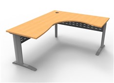 Rapid Span Corner Workstation  1800mm W x 1500mm W x 700mm D Beech Top  Precious Silver Base