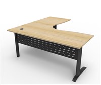 Deluxe Rapid Span Corner Workstation  1800mm W x 1800mm W x 750mm D Natural Oak Top  Black Satin Base