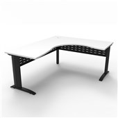 Deluxe Rapid Span Corner Workstation  1800mm W x 1800mm W x 750mm D Natural White Top  Black Satin Base