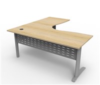 Deluxe Rapid Span Corner Workstation  1800mm W x 1800mm W x 750mm D Natural Oak Top  Precious Silver Base