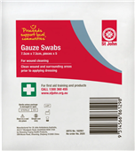 St John Gauze Swabs Sterile 75x75cm 5 Pack