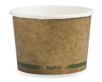 BioPak Hot Bowl 550 16oz Kraft with Green Stripe 500 Carton