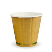 BioPak BioCup 295ml  8oz 90mm Kraft Green Stripe Double Wall Sleeve 50 Sold as Sleeve 50 20 in a Carton