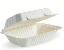 BioPak 2 Compartment Clamshell 125 Pack White